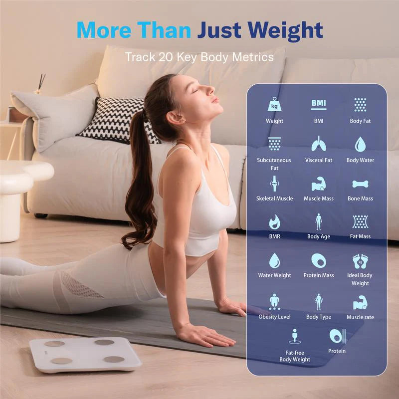 Smart 7-color Bluetooth body fat scale, one-click measurement of BMI and body fat